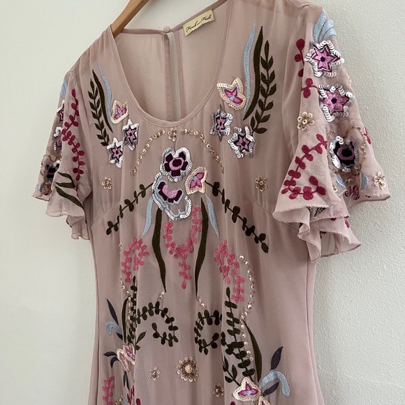 Frock and Frill Pink Embellished Knee Length Embroidered Dress Wedding UK 12 - Picture 3 of 11